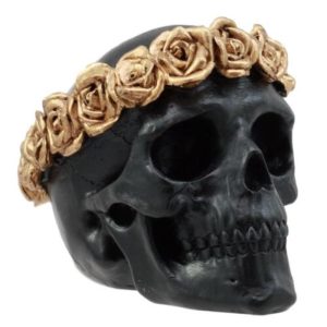 Day of The Dead Copper Rose Laurel Black Skull Figurine DOD Sugar Skull Decor