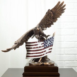 Ebros Bald Eagle Soaring Over The Star Spangled Banner American Flag Statue