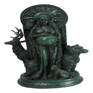 Greek Goddess Gaia Pregnant With Earth Accompanied By Animals Figurine