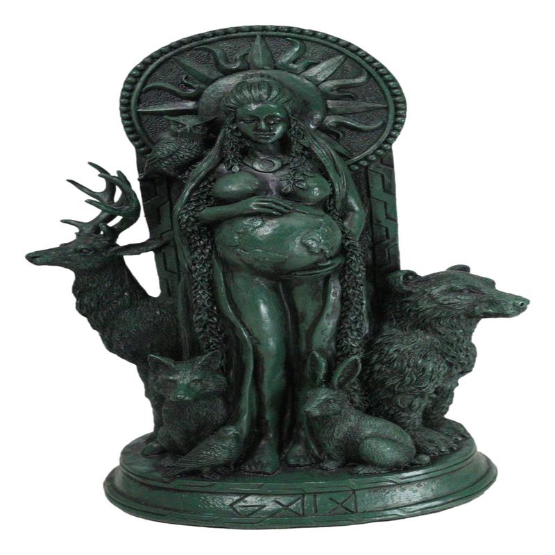 Greek Goddess Gaia Pregnant With Earth Accompanied By Animals Figurine