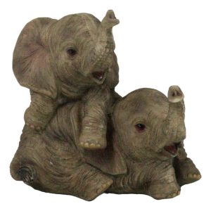Jungle Frolic Safari Savanna Elephant Baby Calves Playing Together Figurine