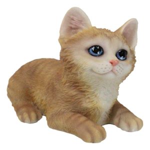 Lifelike Adorable Sitting Orange Tabby Feline Kitten Cat Pet Pal Figurine
