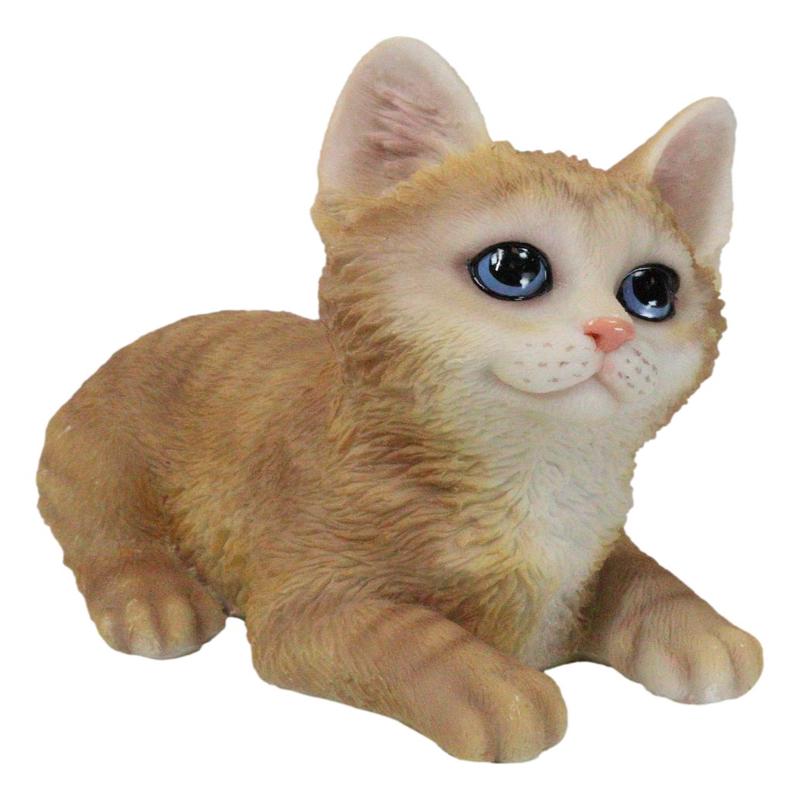 Lifelike Adorable Sitting Orange Tabby Feline Kitten Cat Pet Pal Figurine