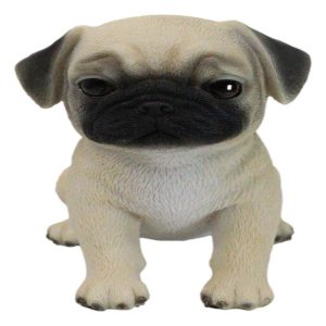 Realistic Lifelike Adorable Sitting Pug Dog Puppy Home Decor Figurine Pet Pal