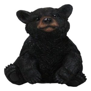 Rustic Western Forest Wonders Sitting Baby Black Bear Cub Whimsical Figurine