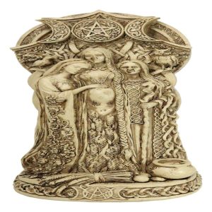 Wicca Triple Goddess Mother Maiden Crone Pentagram Moon Home Decor Figurine