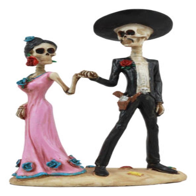 Day of The Dead Latin Tango Skeleton Couple Dancing Statue 5.75"HDias De Muertos