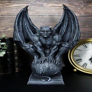 Devil's Carnal Grip On The World Lucifer Satan Crouching On The Globe Statue