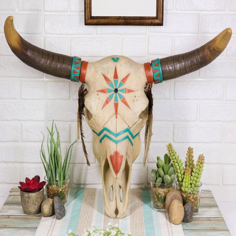 Ebros Large Navajo Native Spirit Dreamcatcher Buffalo Bull Cow Skull Head Wall Decor