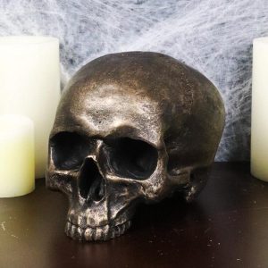 Ebros Pirate Treasure Relic Gold Rust Severed Upper Half Skull Figurine Statue