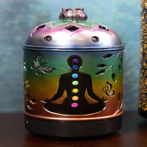 Ebros Rainbow 7 Chakra Colors Lotus Mandala Wheel Essential Oil Diffuser Aromatherapy
