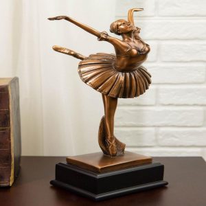 Graceful Attitude Little Ballerina Ballet Dancer Bronze Electroplated Statue