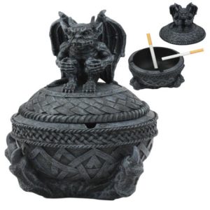 Medieval Dragon Claw Gripping Celtic Orb With Gothic Gargoyle Ashtray Statue