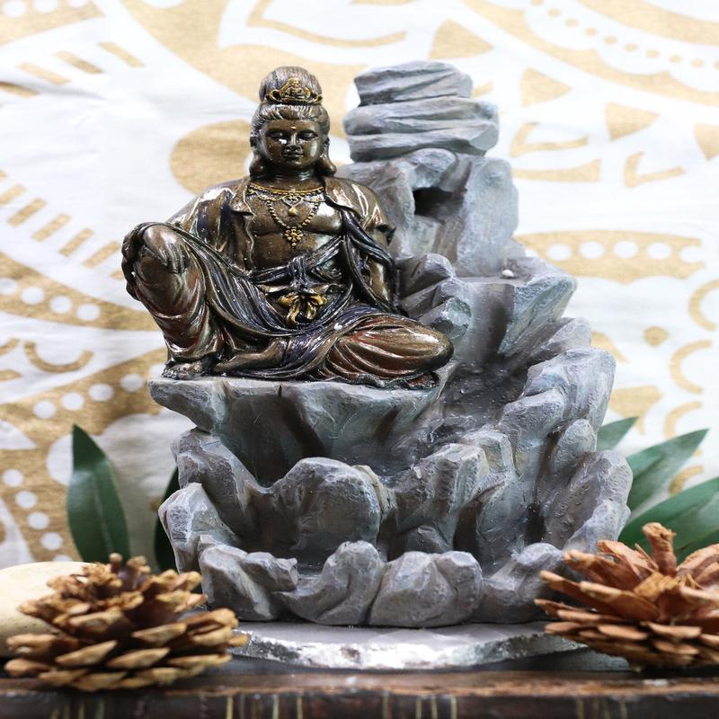 Ebros Bodhisattva Kuan Yin Buddha Backflow Incense Burner Statue 7.5"H