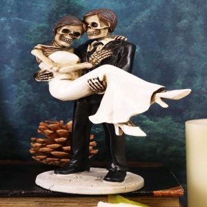 Ebros Groom Carrying Bride Skeleton Face Wedding Couple Statue Figurine 6.25"H