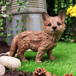 Ebros Realistic Faux Driftwood Finish Snooping Baby Fox Cub Resin Statue 10.5" L