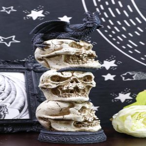 Ebros Stacked Skulls With Bellowing Totem Dragon Backflow Incense Burner Statue