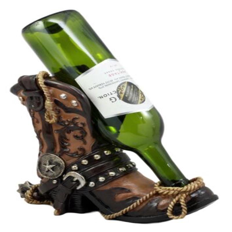 Ebros Western Texas Star Cowboy Boot And Spur Wine Holder 9"H Wild West Decor