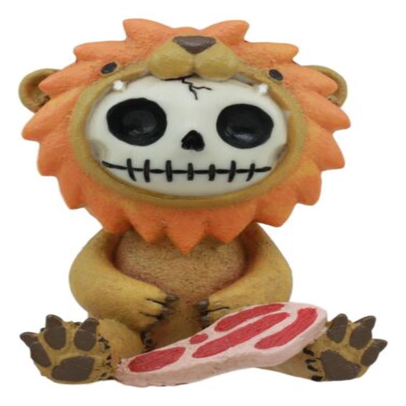 Furrybones Raion Lion With Meat Skeleton Statue 2.75"H Furry Bones Madagascar
