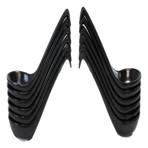 Glossy Black Melamine Ladle Style Soup Spoons With Hook Ends 1oz Set of 12 Spoon