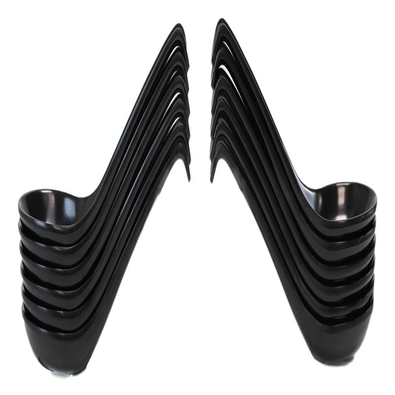 Glossy Black Melamine Ladle Style Soup Spoons With Hook Ends 1oz Set of 12 Spoon