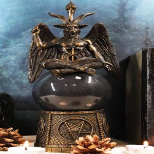 Pentagram Sigil Sabbatic Goat Baphomet Skull Black Sandstorm Gazing Ball
