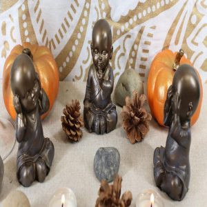 See Hear Speak No Evil Wise Shaolin Kung Fu Little Monks Set of Three Figurines