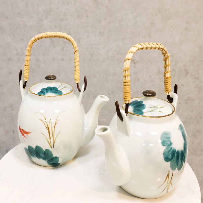 Set Of 2 Feng Shui Yin Yang Koi Fish Pair In Pond Ceramic Tea Pot 38oz Teapots