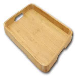 Sturdy Quality Smooth Bamboo Food Tea Butler Tray Platter With Handles 15"X11"