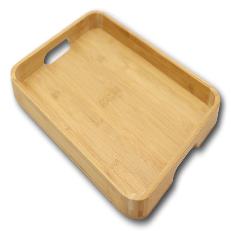 Sturdy Quality Smooth Bamboo Food Tea Butler Tray Platter With Handles 15"X11"