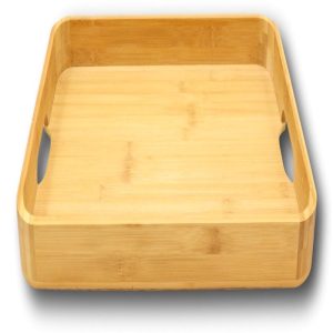Sturdy Smooth Bamboo Food Tea Butler Tray Platter With Handles 17.75" X 11.75"