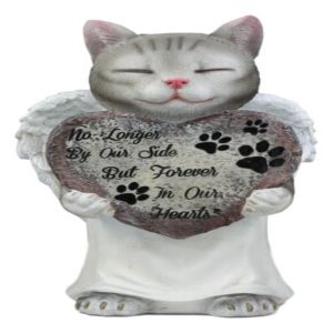 Celestial Angel Grey Cat In White Tunic Robe Pet Memorial Figurine Inspirational