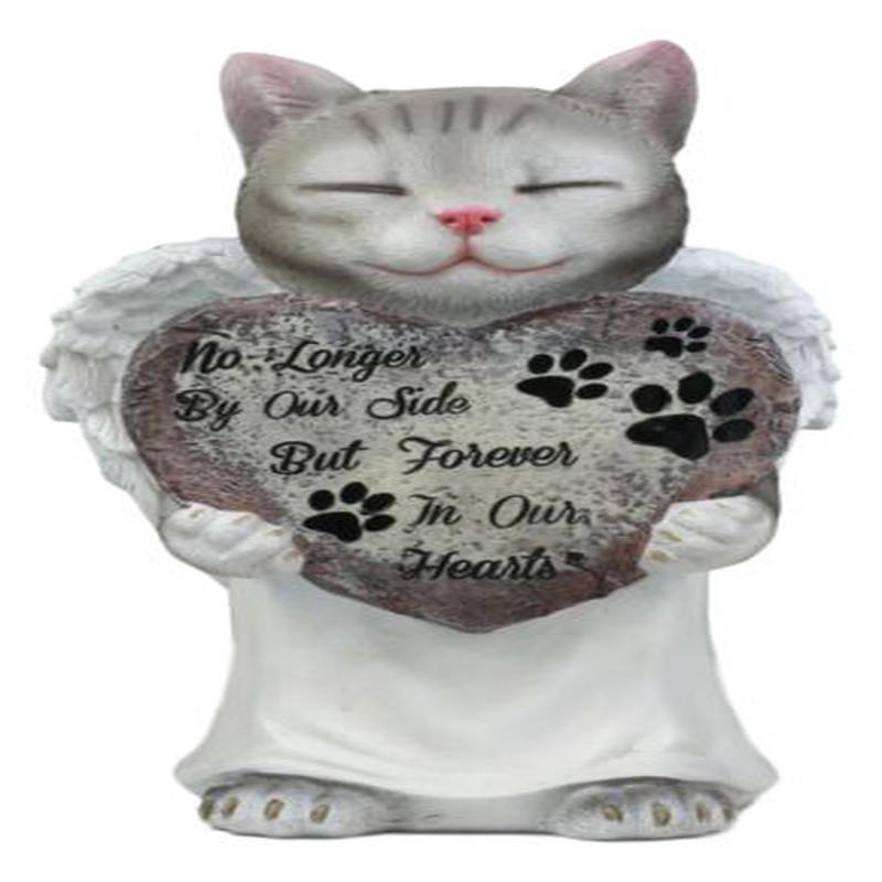 Celestial Angel Grey Cat In White Tunic Robe Pet Memorial Figurine Inspirational
