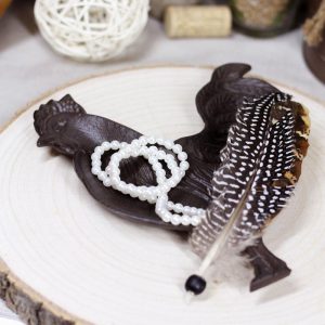 Ebros 7.5"W Rustic Country Farm Rooster Chicken Cast Iron Jewelry Coins Keys Tray Dish