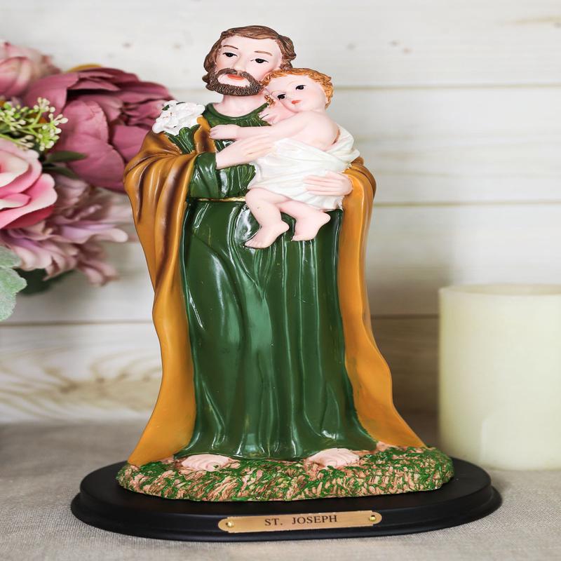 Ebros Catholic Divinity Saint Joseph Carrying Baby Jesus Figurine 12" Tall Sculpture