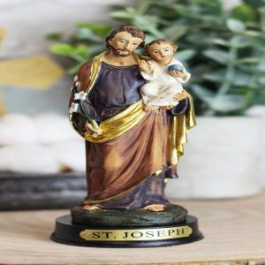 Ebros Catholic Divinity Saint Joseph Carrying Baby Jesus Figurine 5"H Holy Family