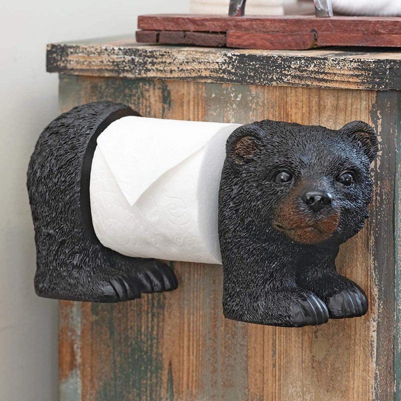Ebros Darling Black Bear Cub Toilet Paper Body Holder Hanging Or Standalone Figurine