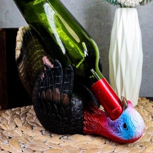 Ebros Festive Gobbler Wild Turkey Wine Holder Wine Bottle Caddy Figurine 9.5"L