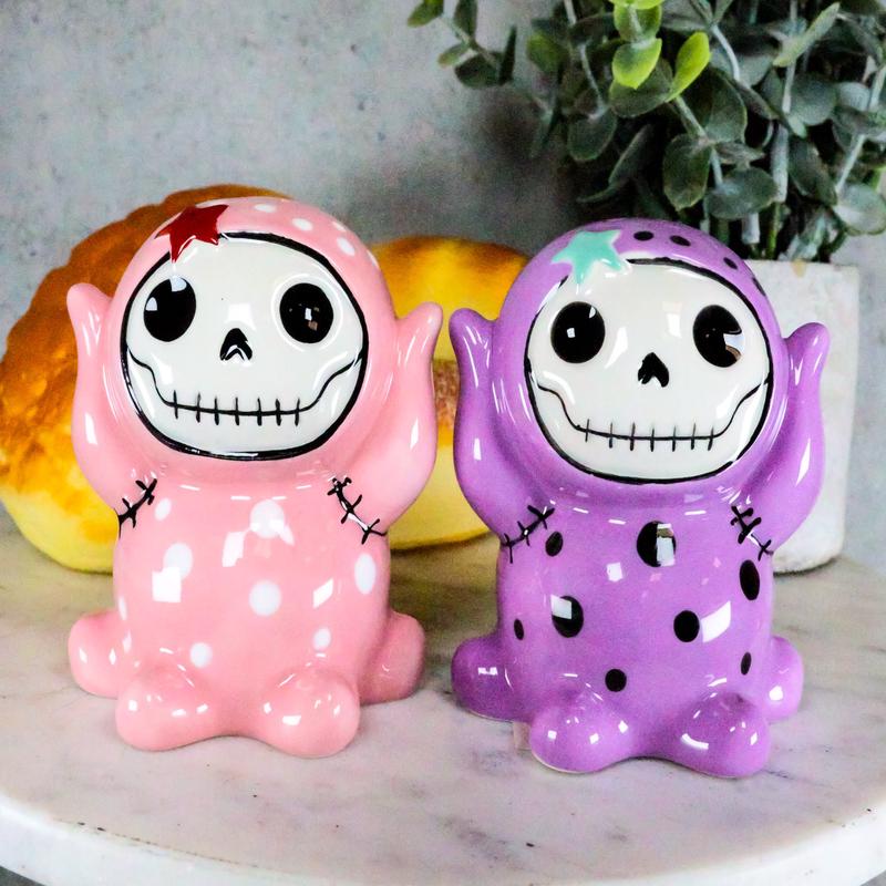 Ebros Furrybones Purple & Pink Spotted Octopus Ceramic Salt N Pepper Shaker