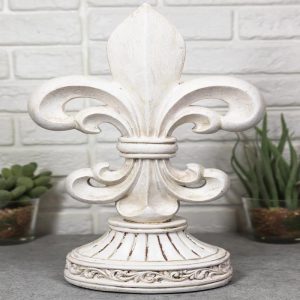 Ebros Rustic Southwest French Fleur De Lis On Ornate Base Stand Desktop Figurine 12"H