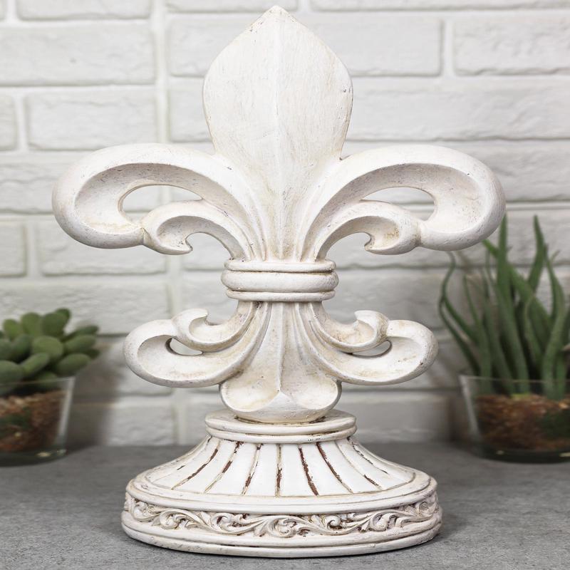 Ebros Rustic Southwest French Fleur De Lis On Ornate Base Stand Desktop Figurine 12"H