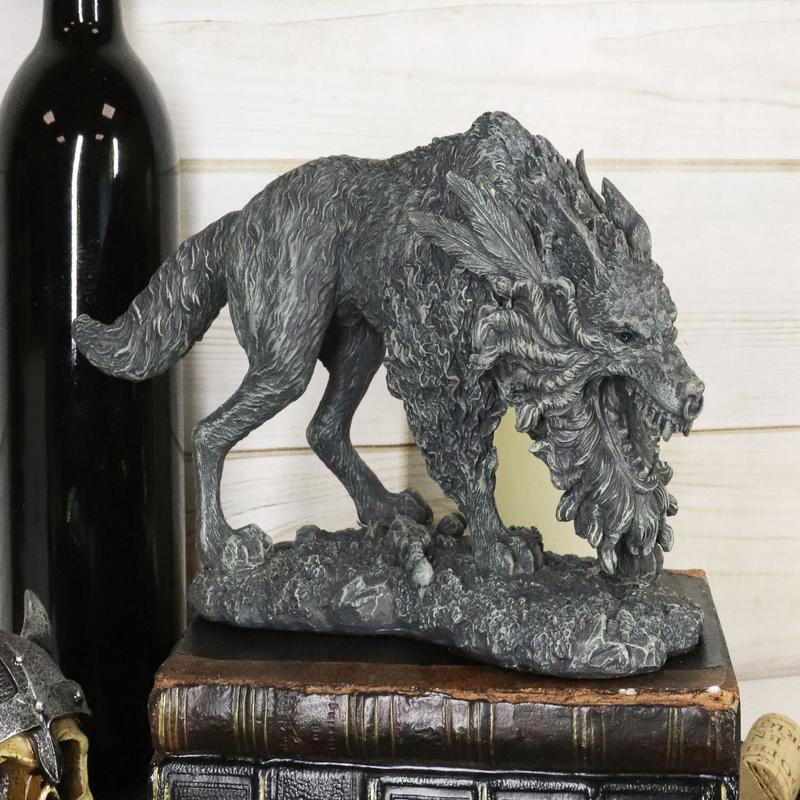 Ebros Viking Norse Mythology Fenrir Vnagandr Giant Wolf Figurine Poetic Edda Statue