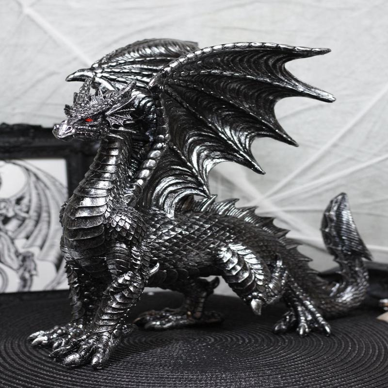 Ebros Viserion Ruler Of The Skies Standing Black Dragon Statue 13"Long Fantasy Beast