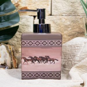 Ebros Western Running Horses With Southwest Navajo Vectors Liquid Soap Pump Dispenser