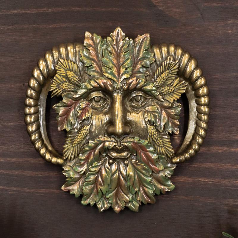 Ebtos Horned God Autumn Fall Season Greenman Spirit Wall Decor Plaque 7"Wide