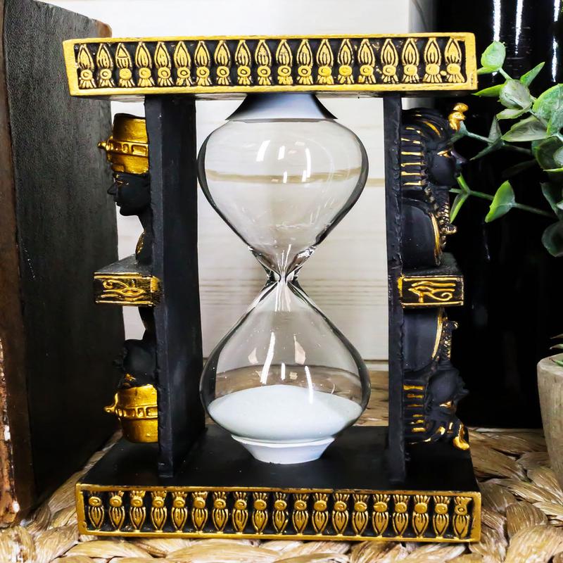 Egyptian King Pharaoh Tutankhamun And Queen Nefertiti Sandtimer Desktop Figurine