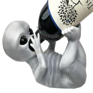 Extra Terrestrial Alien UFO Outer Space Colony Wine Bottle Holder Figurine Decor