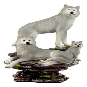 Large Denizens Of Twilight Timber Wolf Family Statue 14.25"H Wildlife Animal