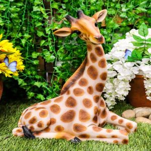 Large Madagascar Wildlife Sitting Giraffe Statue 19.5"Tall Safari Savannah Decor
