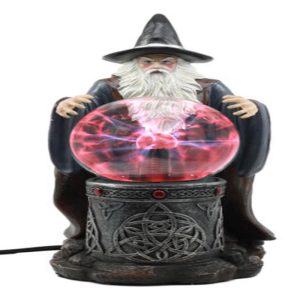 Merlin The Wizard Large Spellcaster Sorcerer Electric Plasma Ball Lamp Statue
